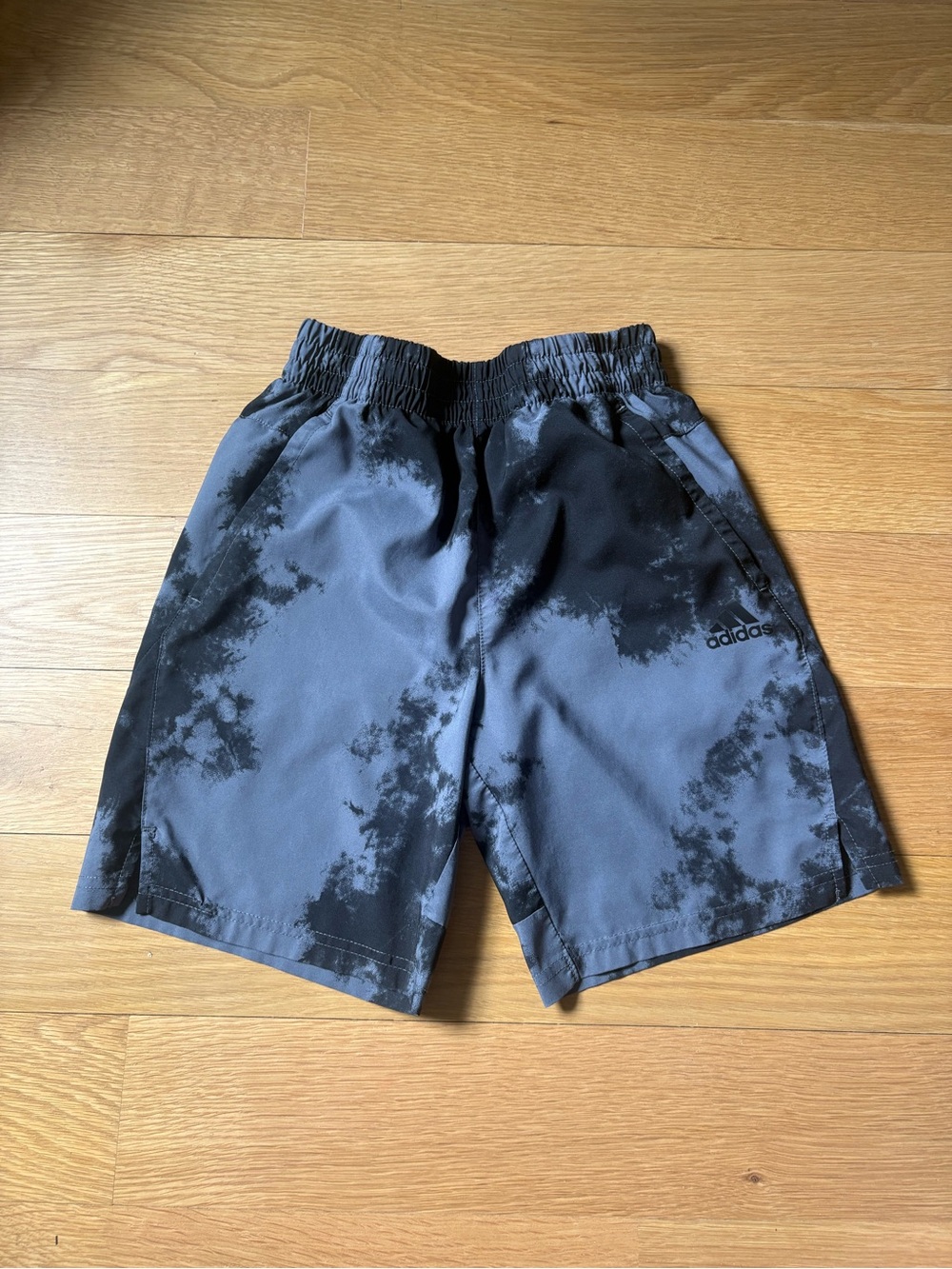 Adidas Aeroready Boys' Black & Gray Tie-Dye Athletic Shorts - Size S (8)